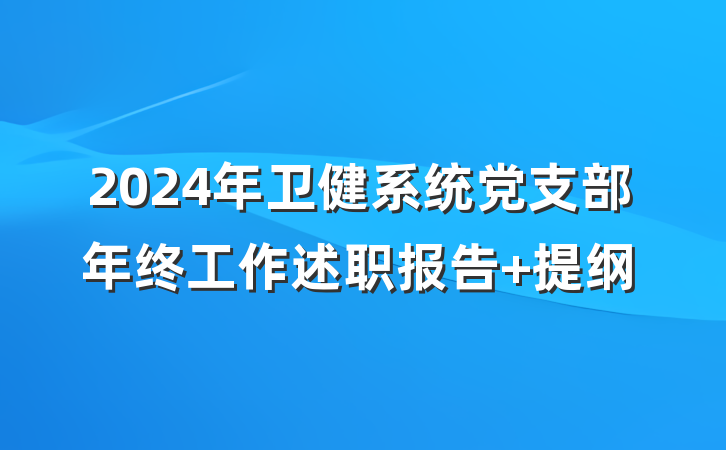 2024年卫健系统党支部年终工作述职报告 提纲