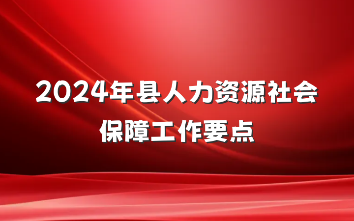 2024年县人力资源社会保障工作要点