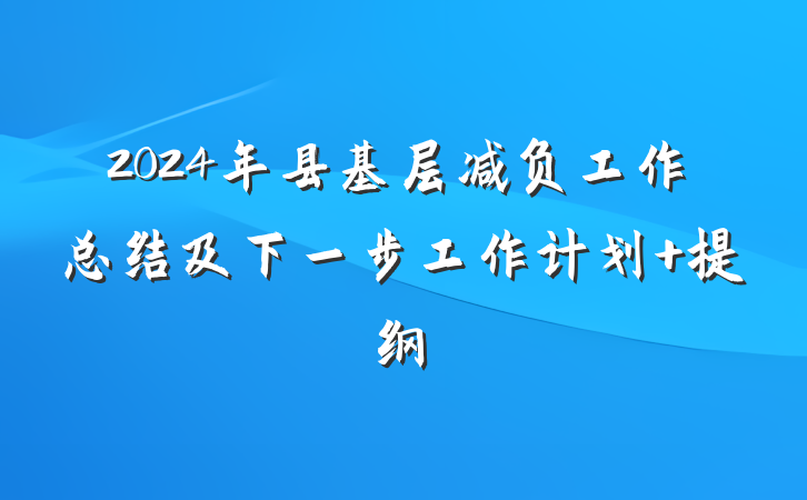 2024年县基层减负工作总结及下一步工作计划 提纲