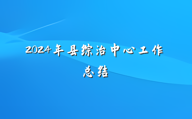 2024年县综治中心工作总结