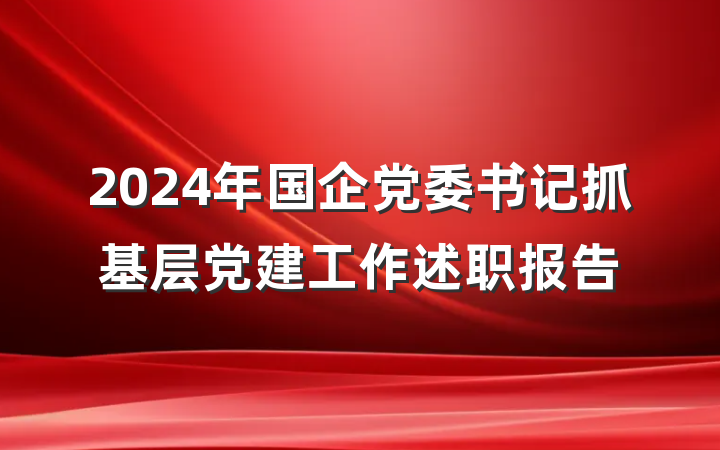 2024年国企党委书记抓基层党建工作述职报告