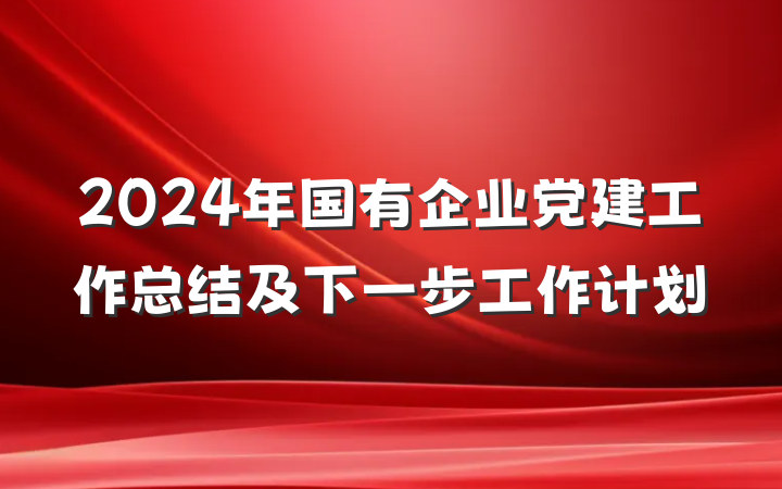 2024年国有企业党建工作总结及下一步工作计划
