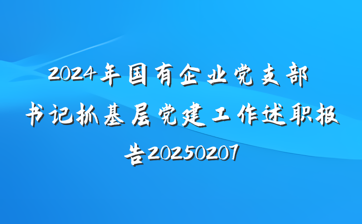 2024年国有企业党支部书记抓基层党建工作述职报告20250207