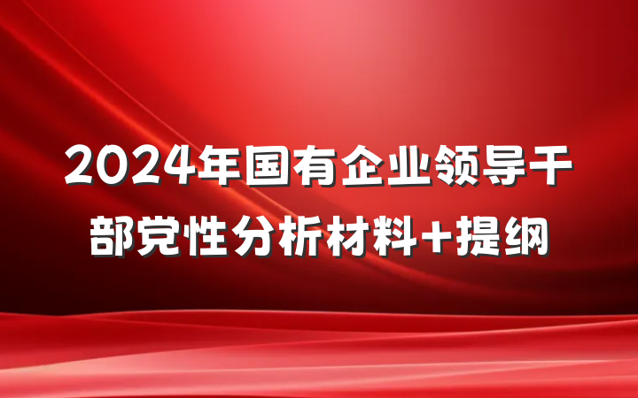 2024年国有企业领导干部党性分析材料 提纲