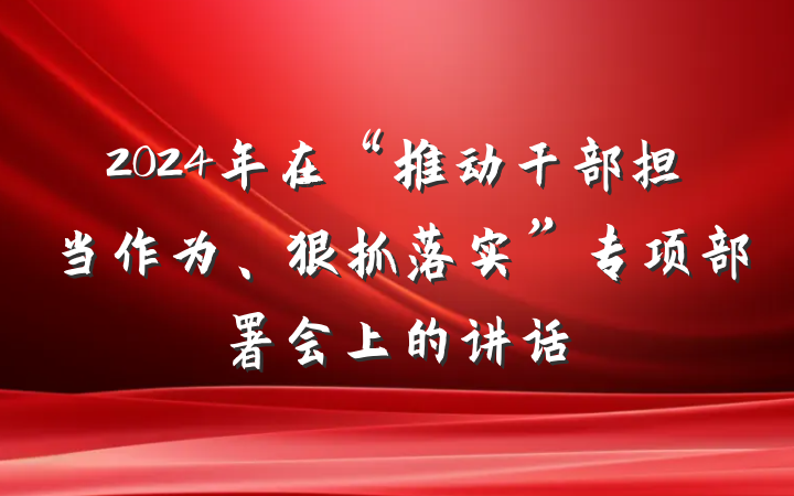 2024年在“推动干部担当作为、狠抓落实”专项部署会上的讲话