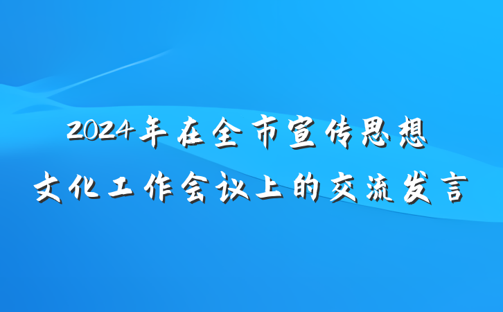 2024年在全市宣传思想文化工作会议上的交流发言