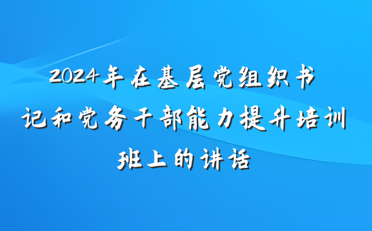 2024年在基层党组织书记和党务干部能力提升培训班上的讲话