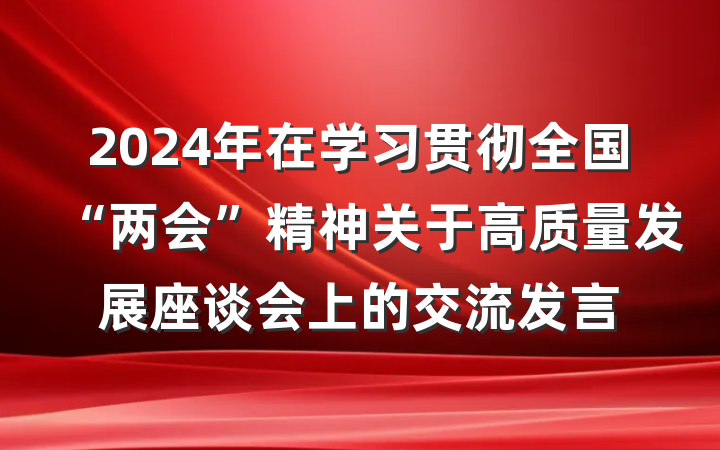 2024年在学习贯彻全国“两会”精神关于高质量发展座谈会上的交流发言