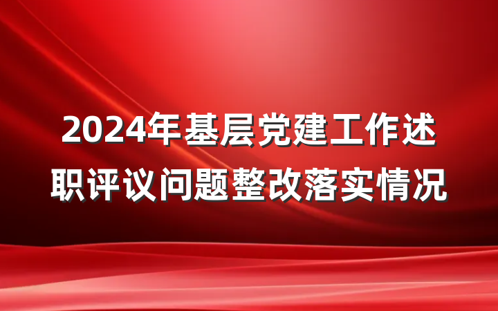 2024年基层党建工作述职评议问题整改落实情况