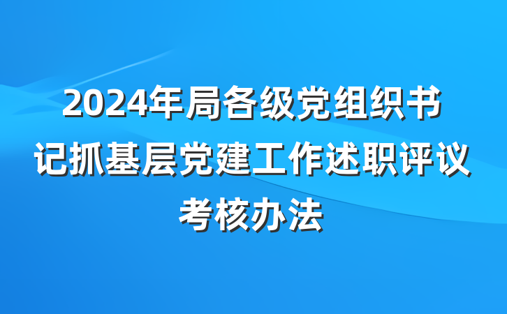2024年局各级党组织书记抓基层党建工作述职评议考核办法