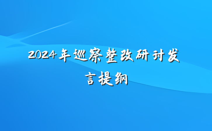 2024年巡察整改研讨发言提纲