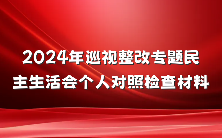 2024年巡视整改专题民主生活会个人对照检查材料