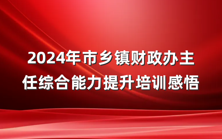 2024年市乡镇财政办主任综合能力提升培训感悟