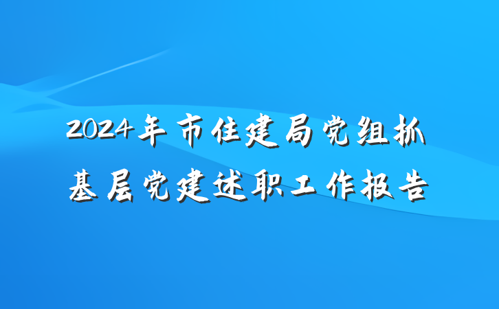 2024年市住建局党组抓基层党建述职工作报告