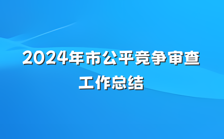 2024年市公平竞争审查工作总结