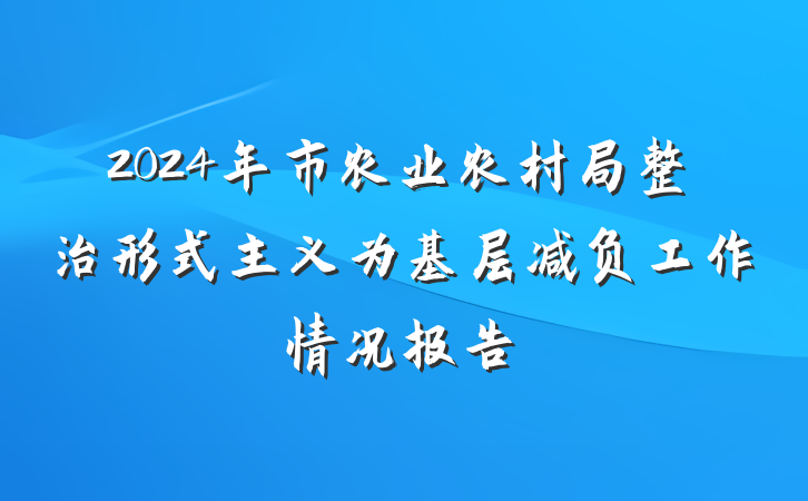 2024年市农业农村局整治形式主义为基层减负工作情况报告