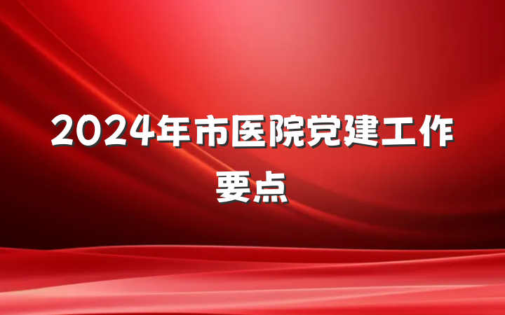 2024年市医院党建工作要点