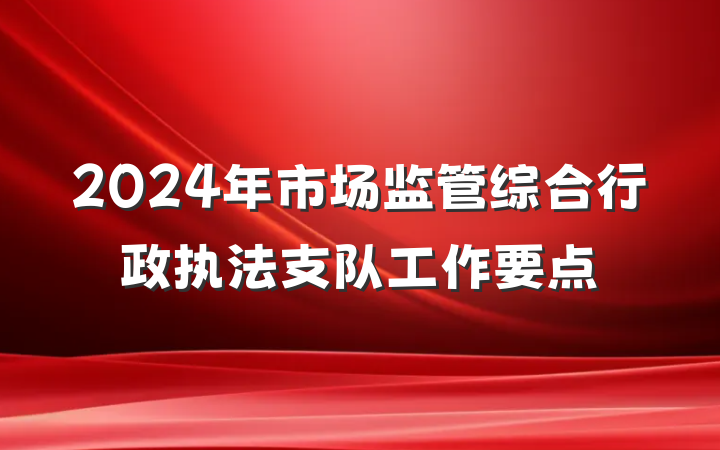 2024年市场监管综合行政执法支队工作要点