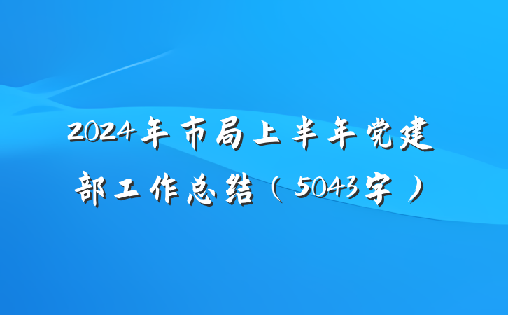 2024年市局上半年党建部工作总结（5043字）