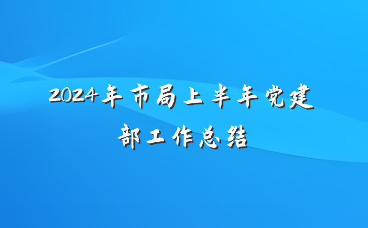 2024年市局上半年党建部工作总结