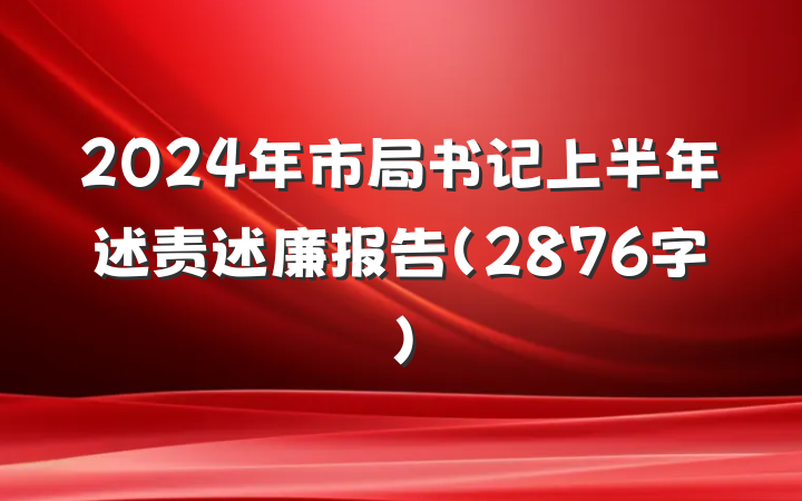 2024年市局书记上半年述责述廉报告(2876字)
