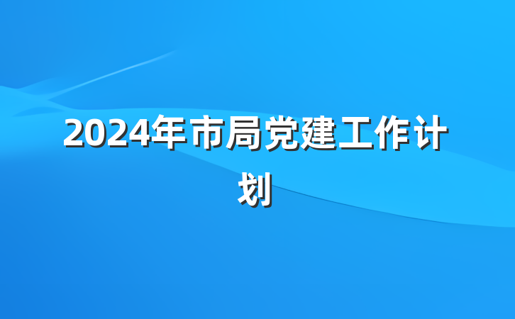 2024年市局党建工作计划