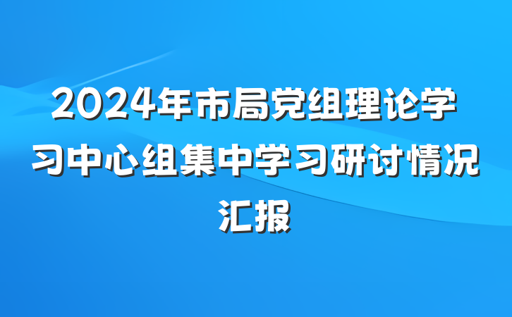 2024年市局党组理论学习中心组集中学习研讨情况汇报