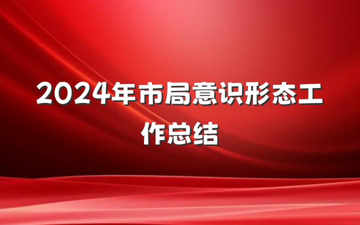 2024年市局意识形态工作总结