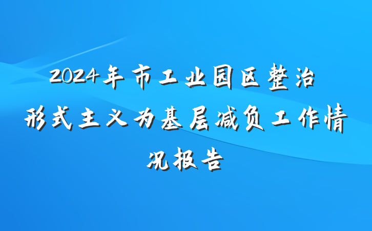 2024年市工业园区整治形式主义为基层减负工作情况报告