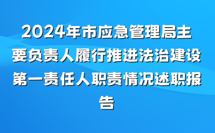2024年市应急管理局主要负责人履行推进法治建设第一责任人职责情况述职报告