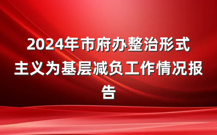 2024年市府办整治形式主义为基层减负工作情况报告