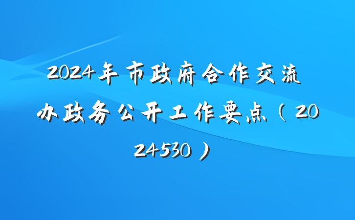 2024年市政府合作交流办政务公开工作要点（2024530）