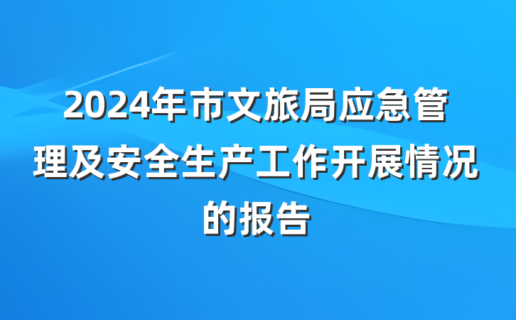 2024年市文旅局应急管理及安全生产工作开展情况的报告