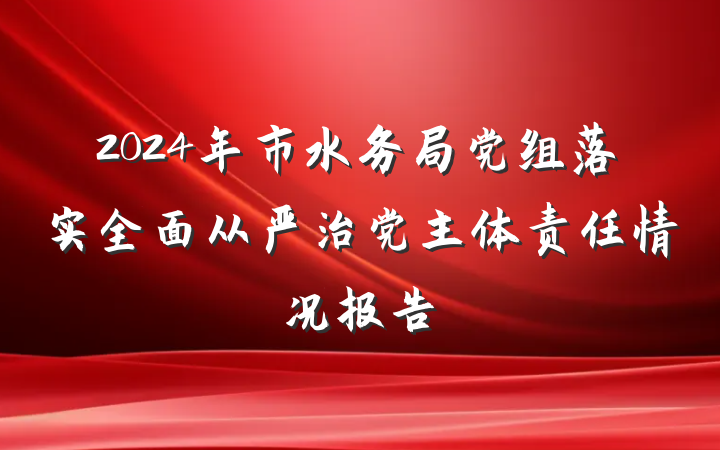 2024年市水务局党组落实全面从严治党主体责任情况报告