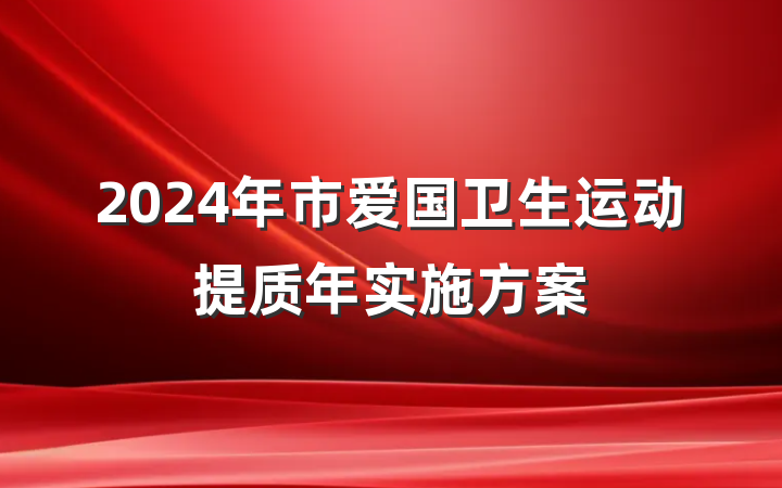 2024年市爱国卫生运动提质年实施方案