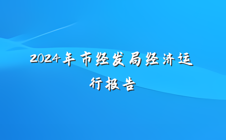 2024年市经发局经济运行报告