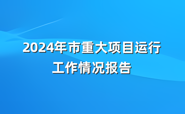 2024年市重大项目运行工作情况报告