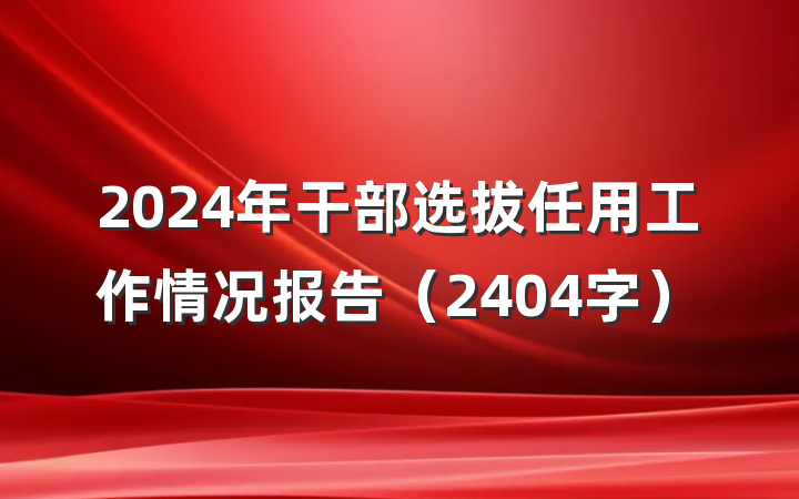 2024年干部选拔任用工作情况报告（2404字）