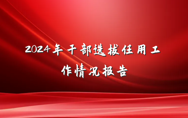 2024年干部选拔任用工作情况报告