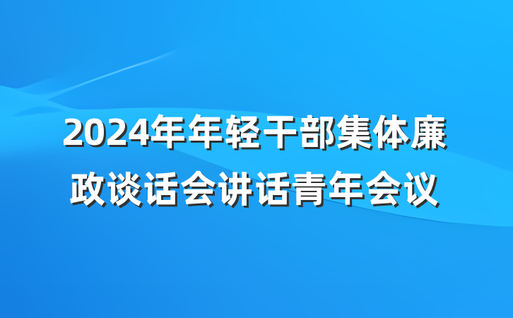 2024年年轻干部集体廉政谈话会讲话青年会议