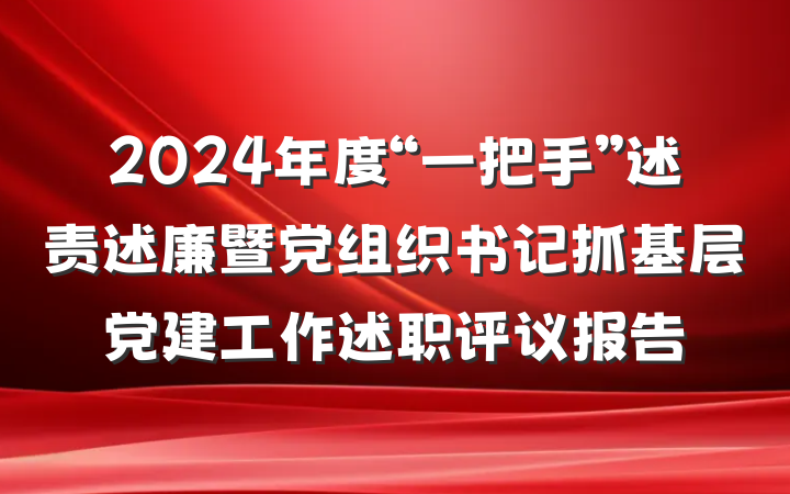 2024年度“一把手”述责述廉暨党组织书记抓基层党建工作述职评议报告
