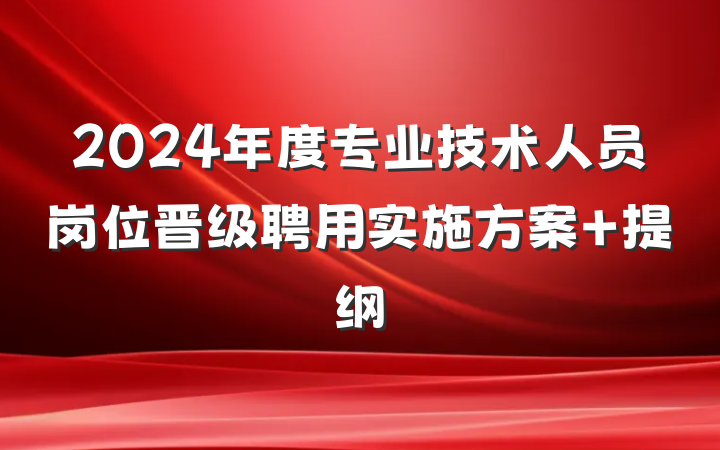 2024年度专业技术人员岗位晋级聘用实施方案 提纲