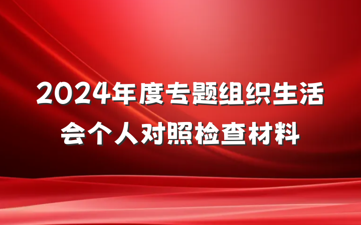 2024年度专题组织生活会个人对照检查材料