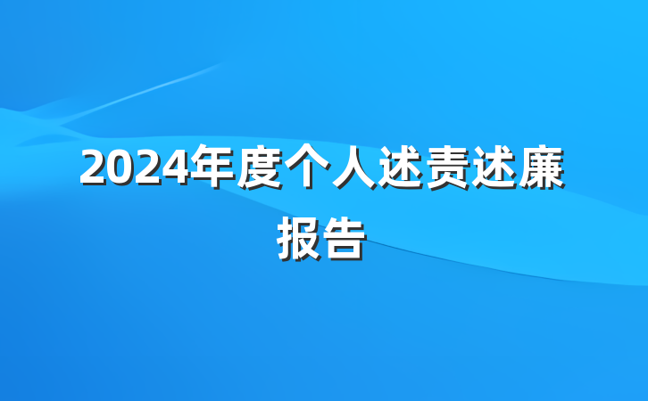 2024年度个人述责述廉报告