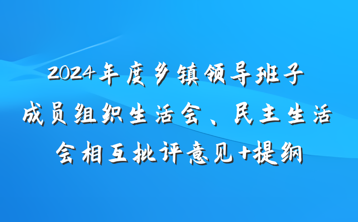 2024年度乡镇领导班子成员组织生活会、民主生活会相互批评意见 提纲
