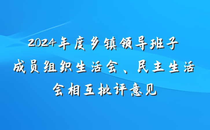 2024年度乡镇领导班子成员组织生活会、民主生活会相互批评意见