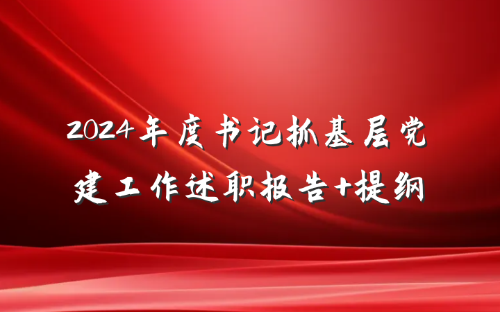 2024年度书记抓基层党建工作述职报告 提纲