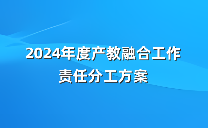 2024年度产教融合工作责任分工方案