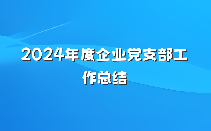 2024年度企业党支部工作总结