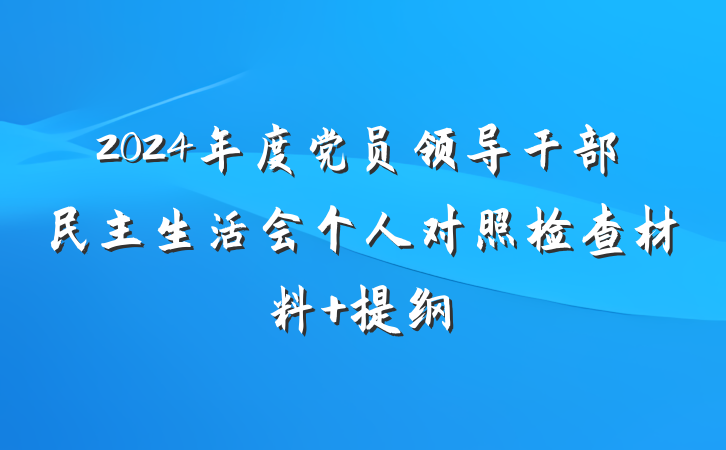 2024年度党员领导干部民主生活会个人对照检查材料 提纲
